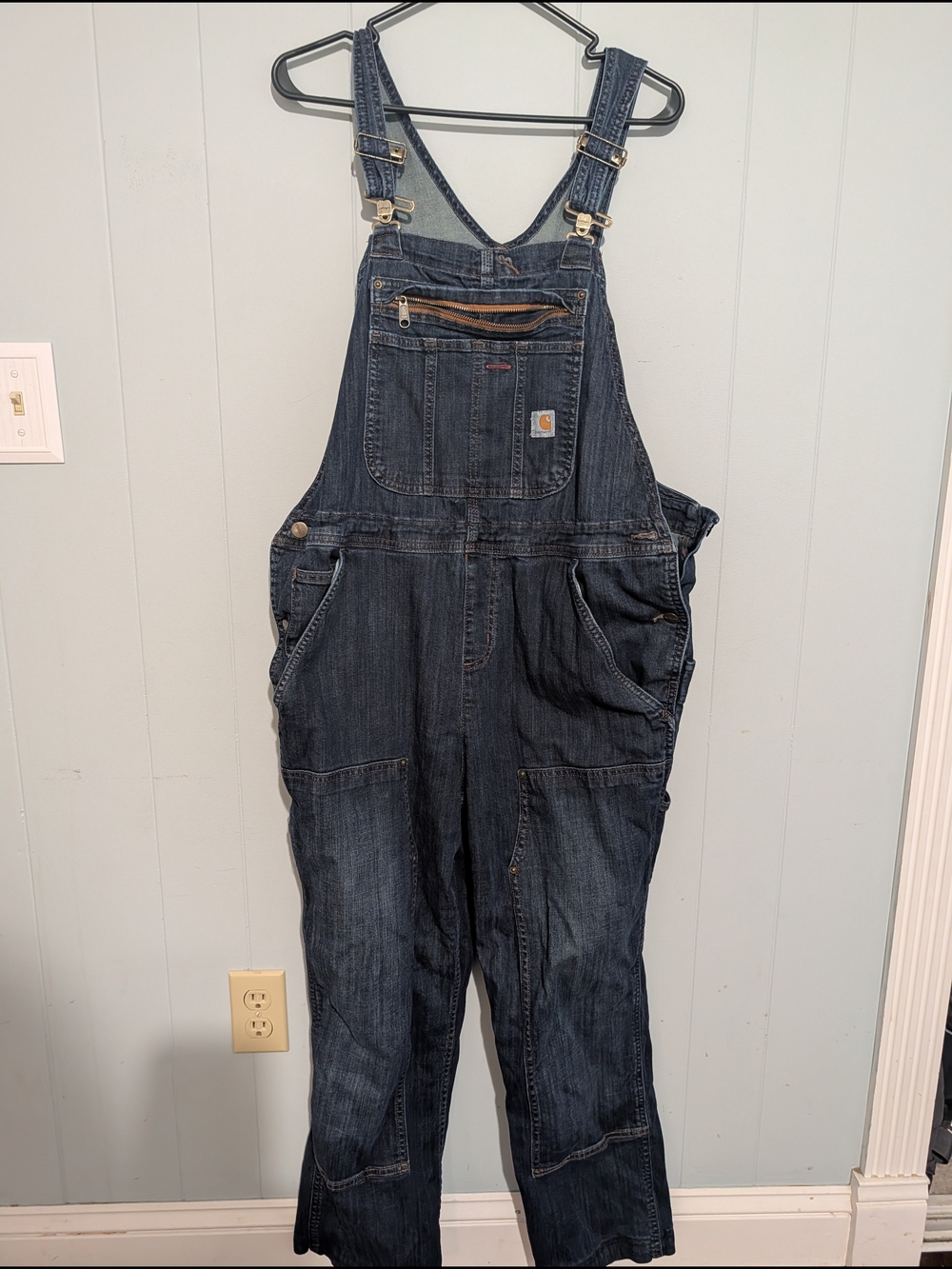 Carhartt Men’s Dark Blue Denim Relaxed Overalls